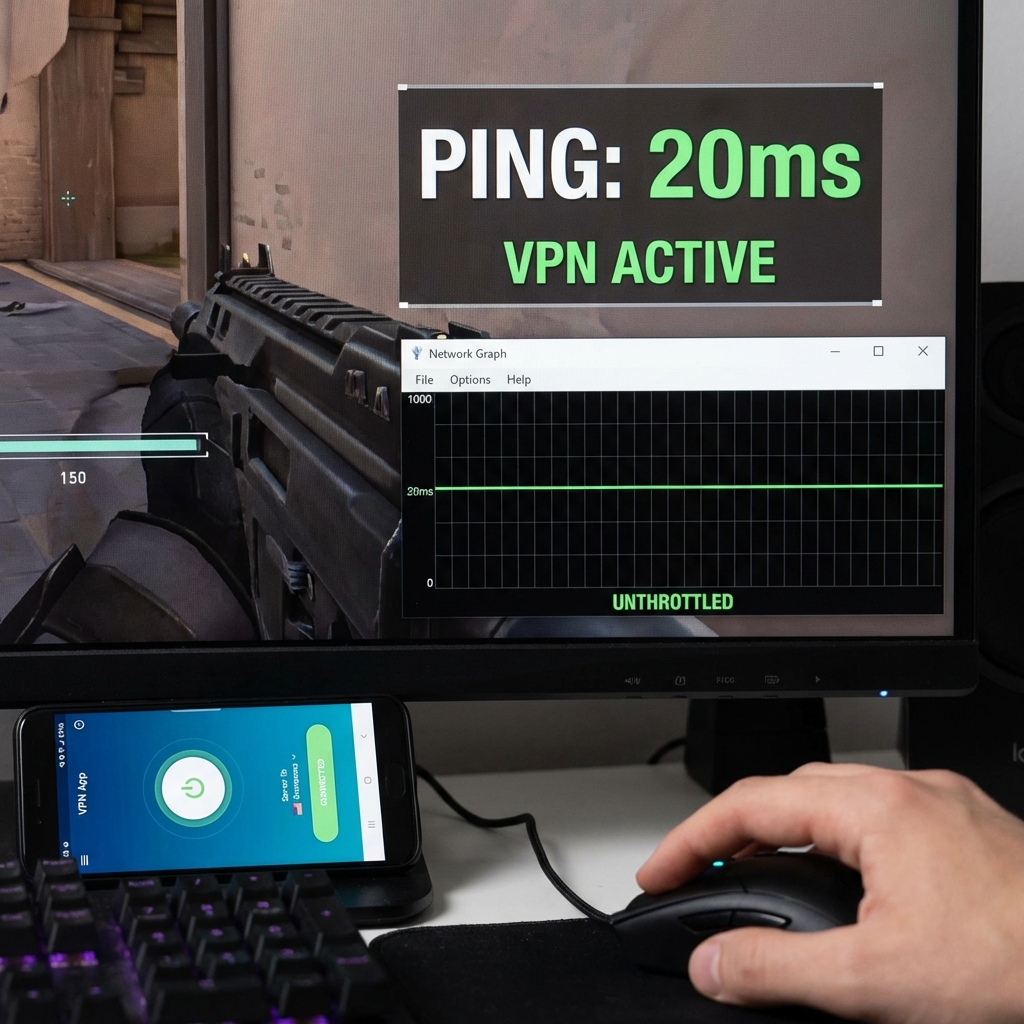 Gaming with a VPN: Lower Ping and No Throttling - Key Feature