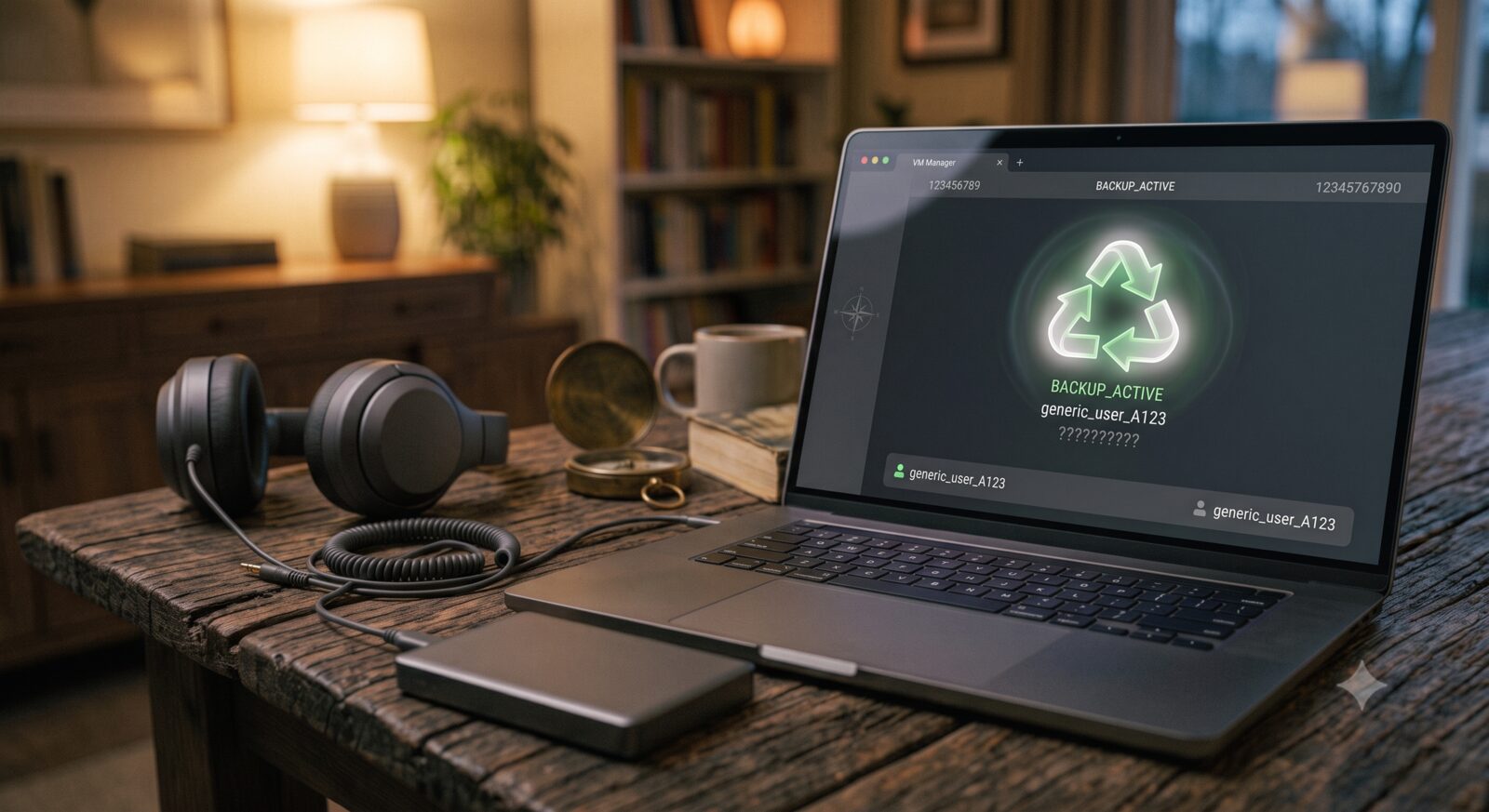 Laptop screen showing an active backup in progress