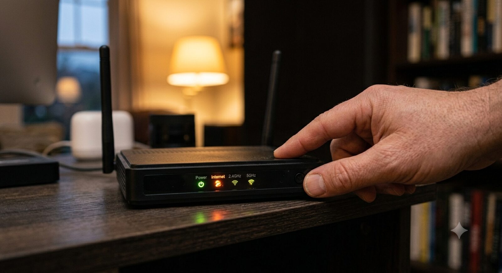 Hand restarting a home wifi router